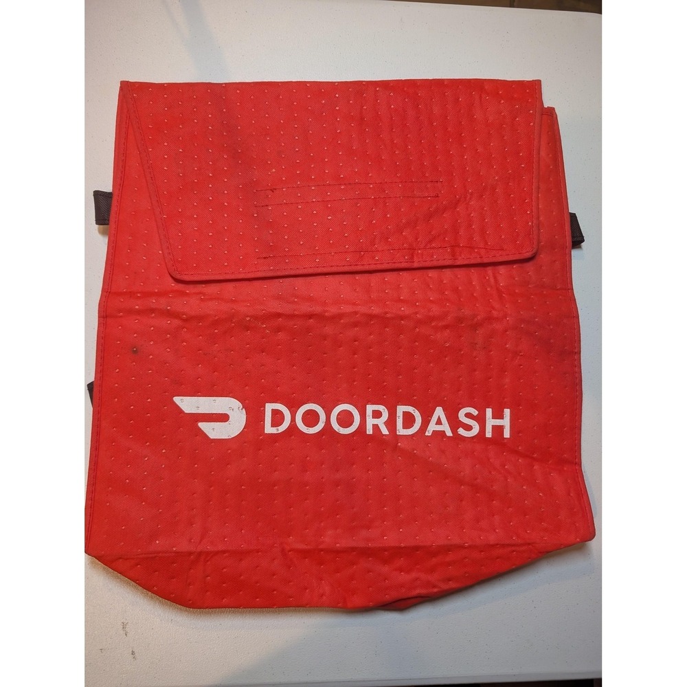 DoorDash Insulated Lunch Bag Red Thermal Food Delivery Tote With Carry Handles